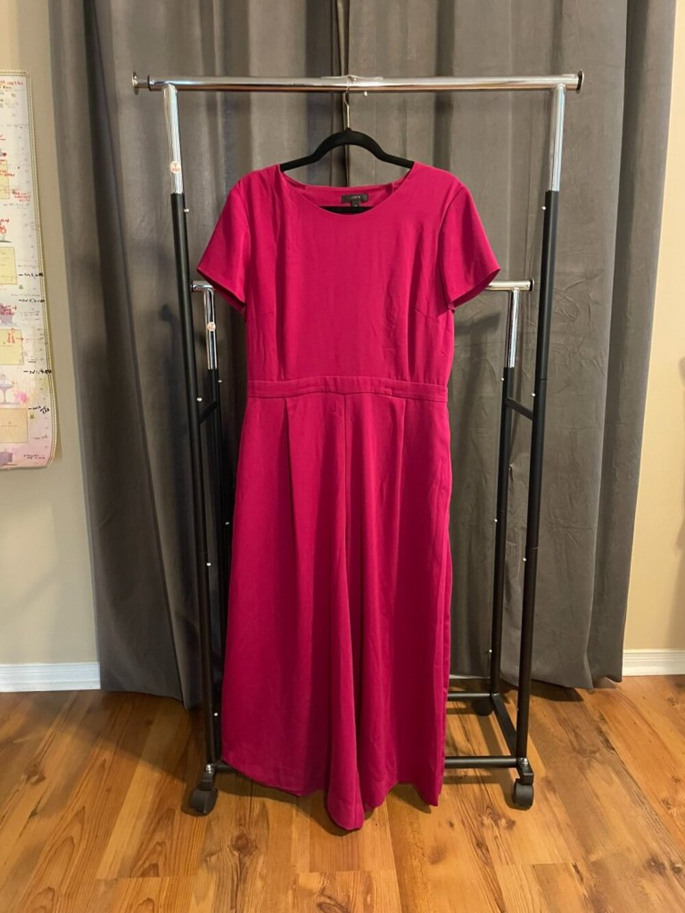 Short Sleeve Jumpsuit, Magenta, US 14